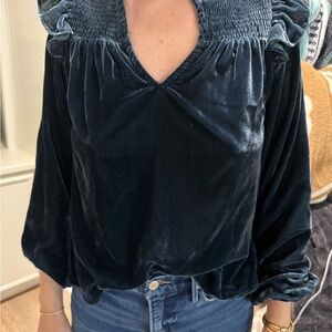 Elegant Velvet Top in Deep Blue